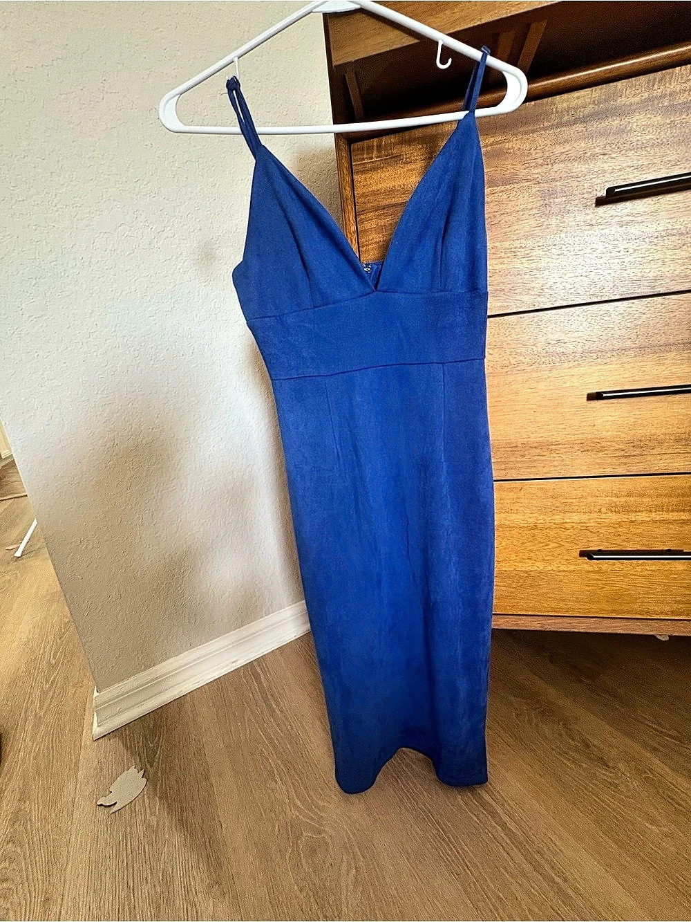 Lulus Dynamic Diva Royal Blue Suede Bodycon Midi Dress XS